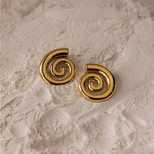 Stainless Steel Gold Spiral Hoop Earrings – Anti-Tarnish & Waterproof